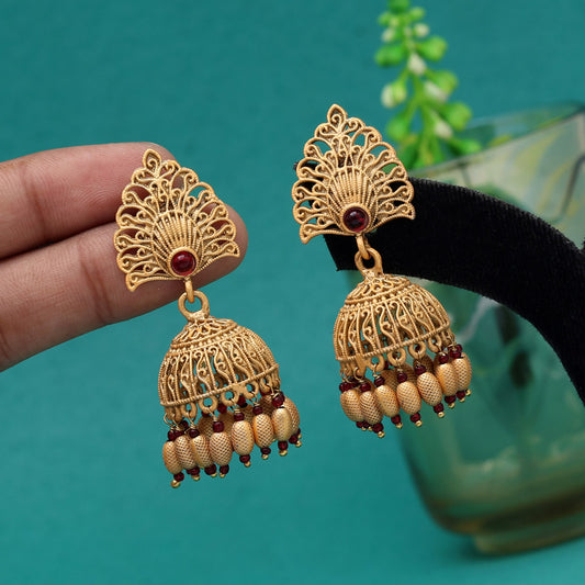 Rani Color Matte Gold Jhumka(MGE294RNI)