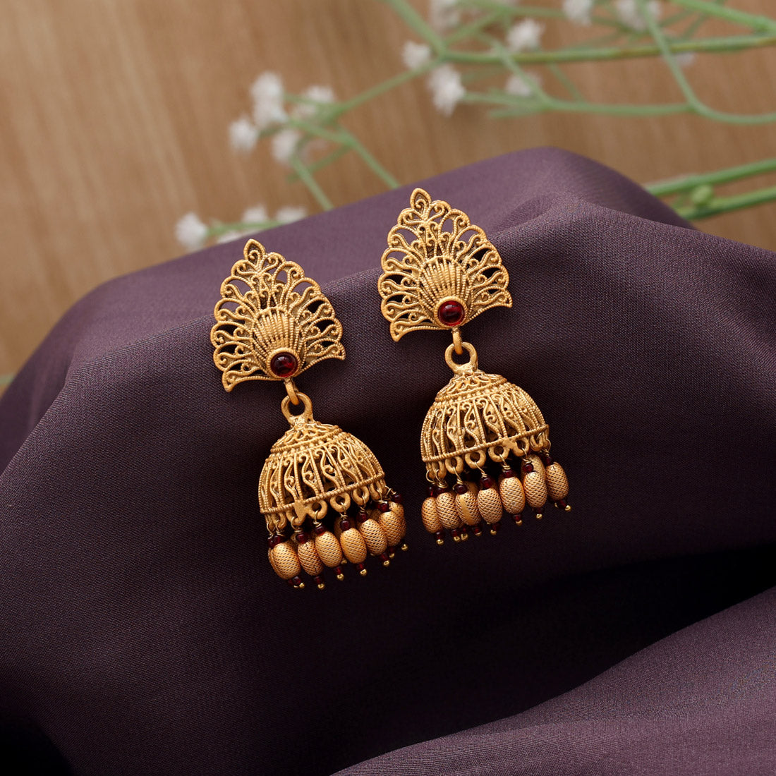 Rani Color Matte Gold Jhumka(MGE294RNI)