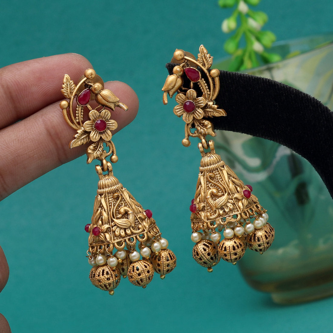 Rani Color Matte Gold Jhumka (MGE295RNI)