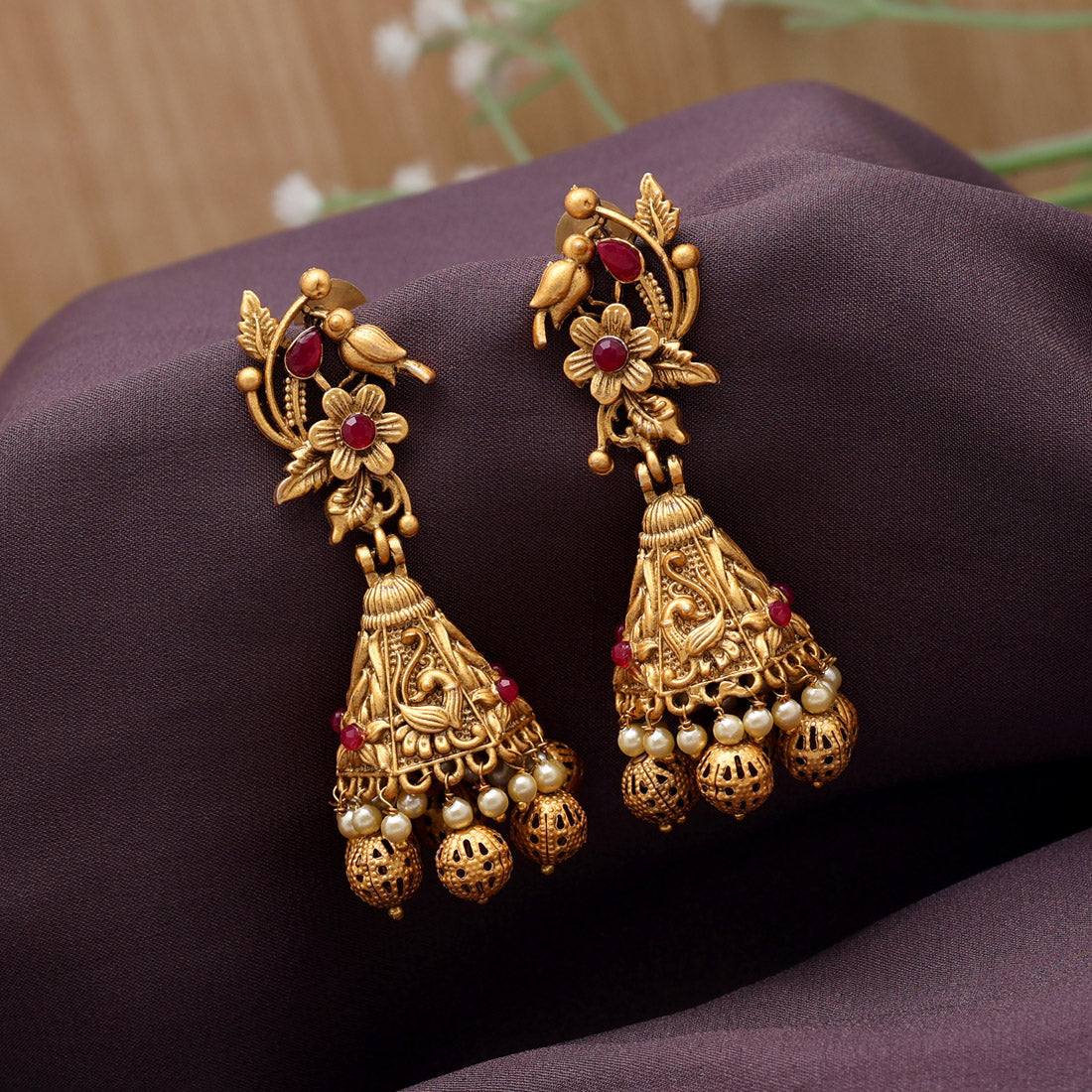 Rani Color Matte Gold Jhumka (MGE295RNI)