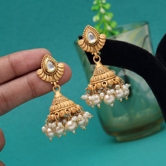 Gold Color Matte Gold Jhumka (MGE297GLD)