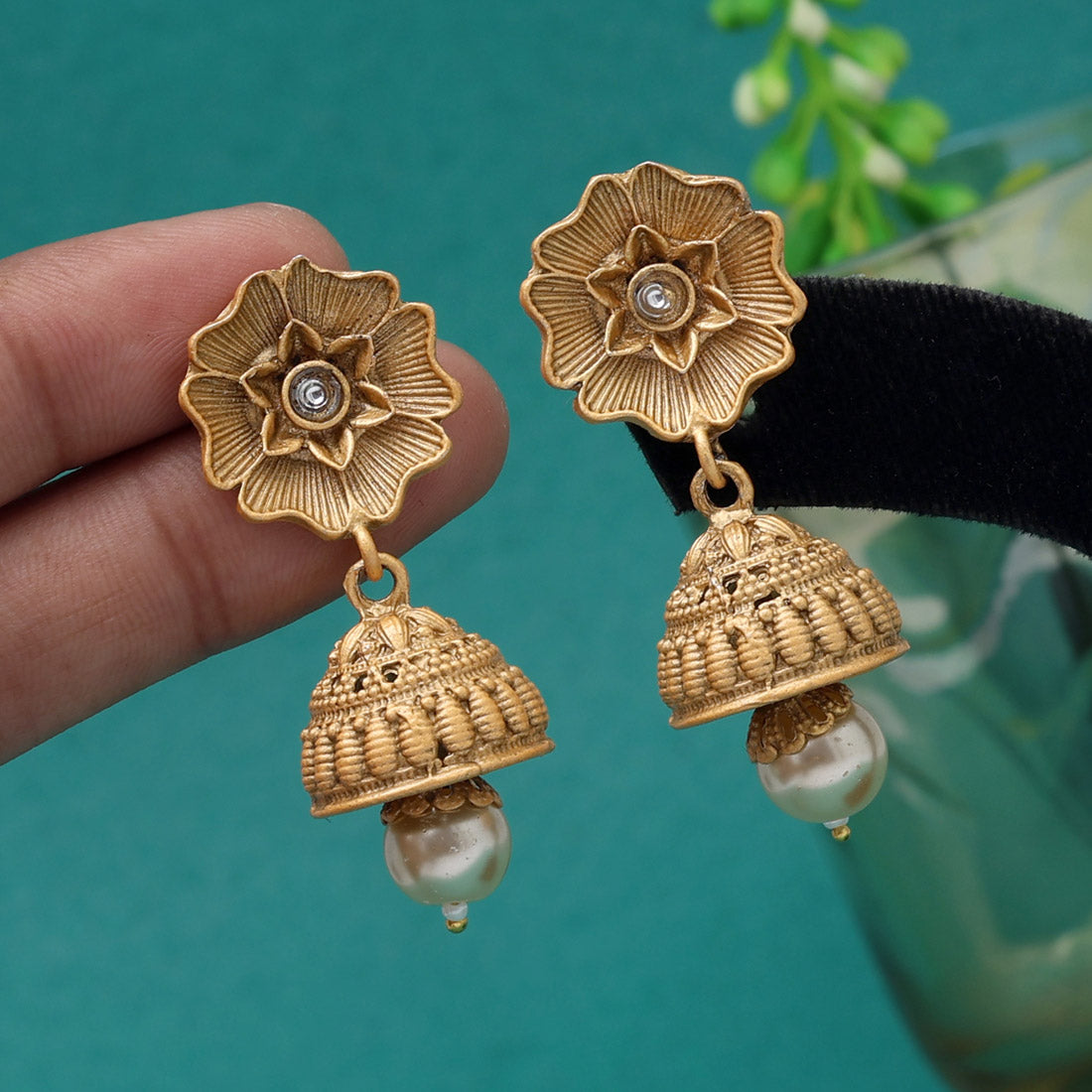 Gold Color Matte Gold Jhumka (MGE298GLD)