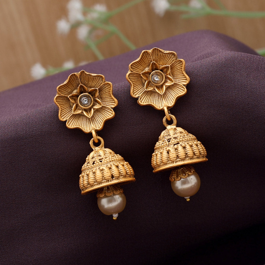 Gold Color Matte Gold Jhumka (MGE298GLD)