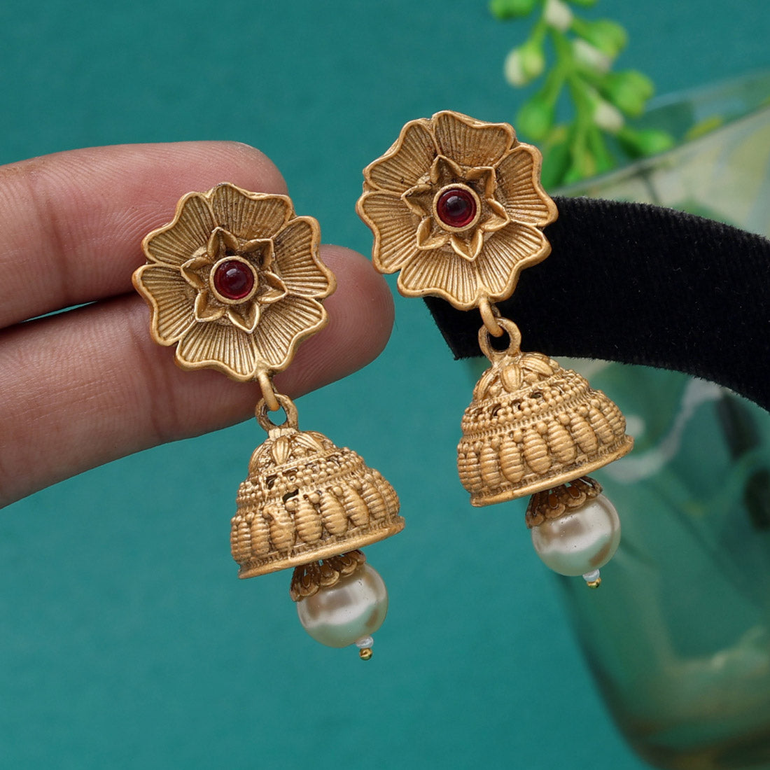 Rani Color Matte Gold Jhumka (MGE298RNI)