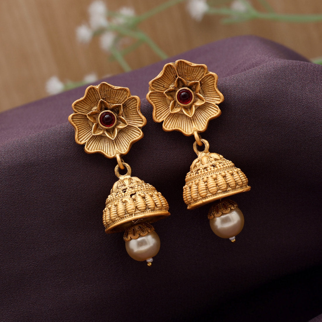 Rani Color Matte Gold Jhumka (MGE298RNI)