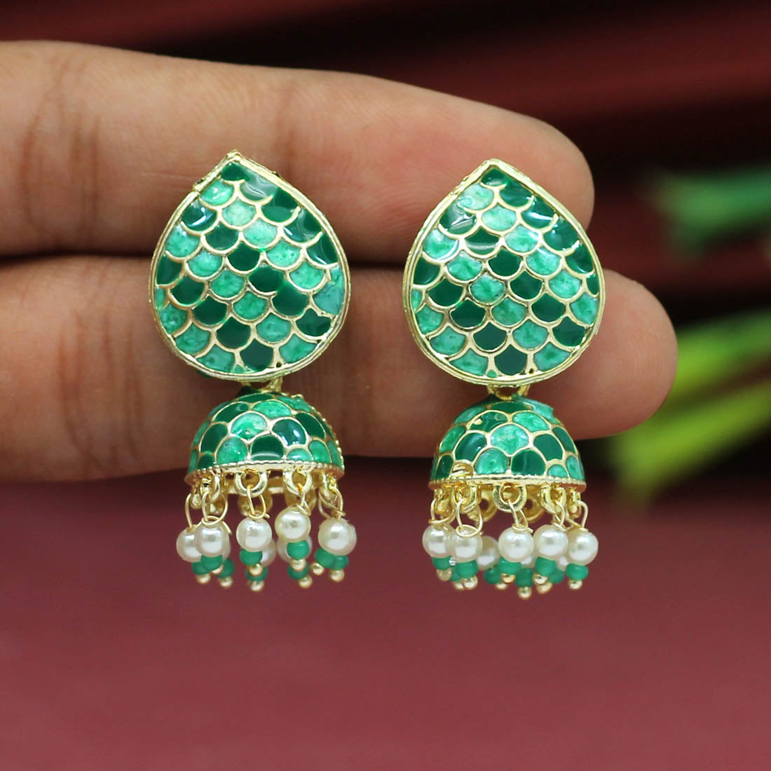 Blue Color Meenakari Jhumka (MKE1647BLU)