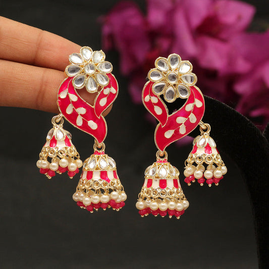 Rani Color Meenakari Earrings (MKE1763RNI)