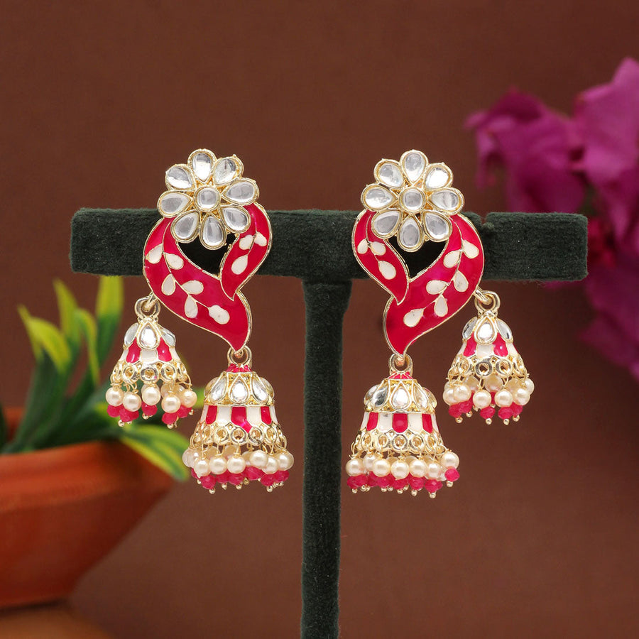 Rani Color Meenakari Earrings (MKE1763RNI)