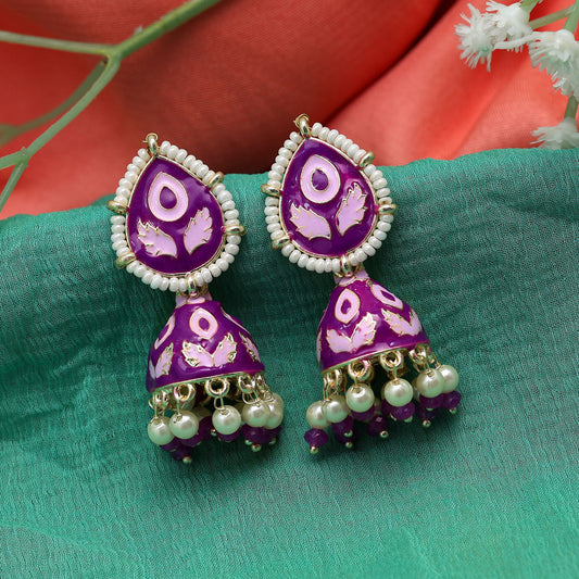 Purple Color Meenakari Jhumka (MKE1808PRP)