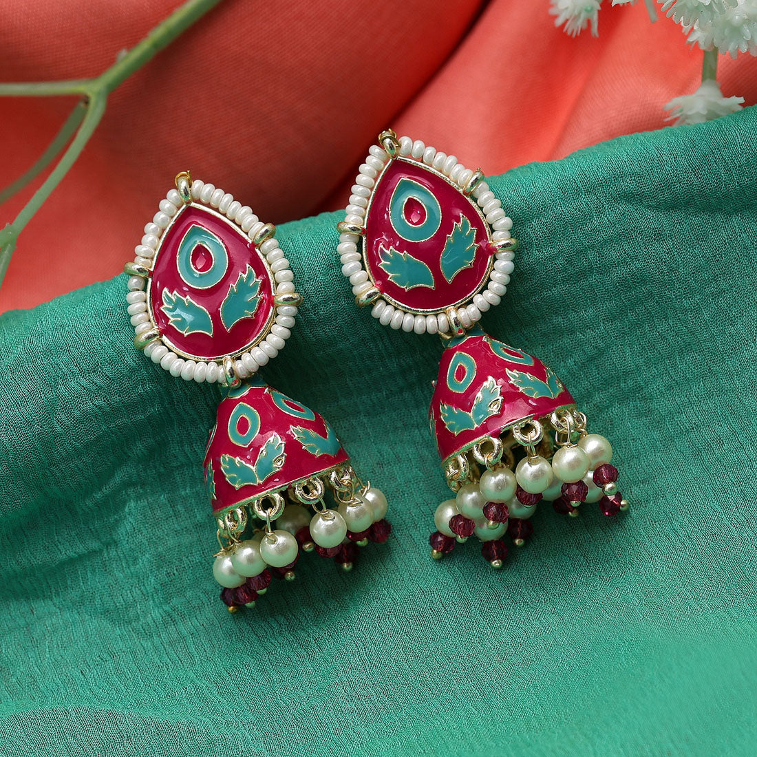 Rani Color Meenakari Jhumka (MKE1808RNI)