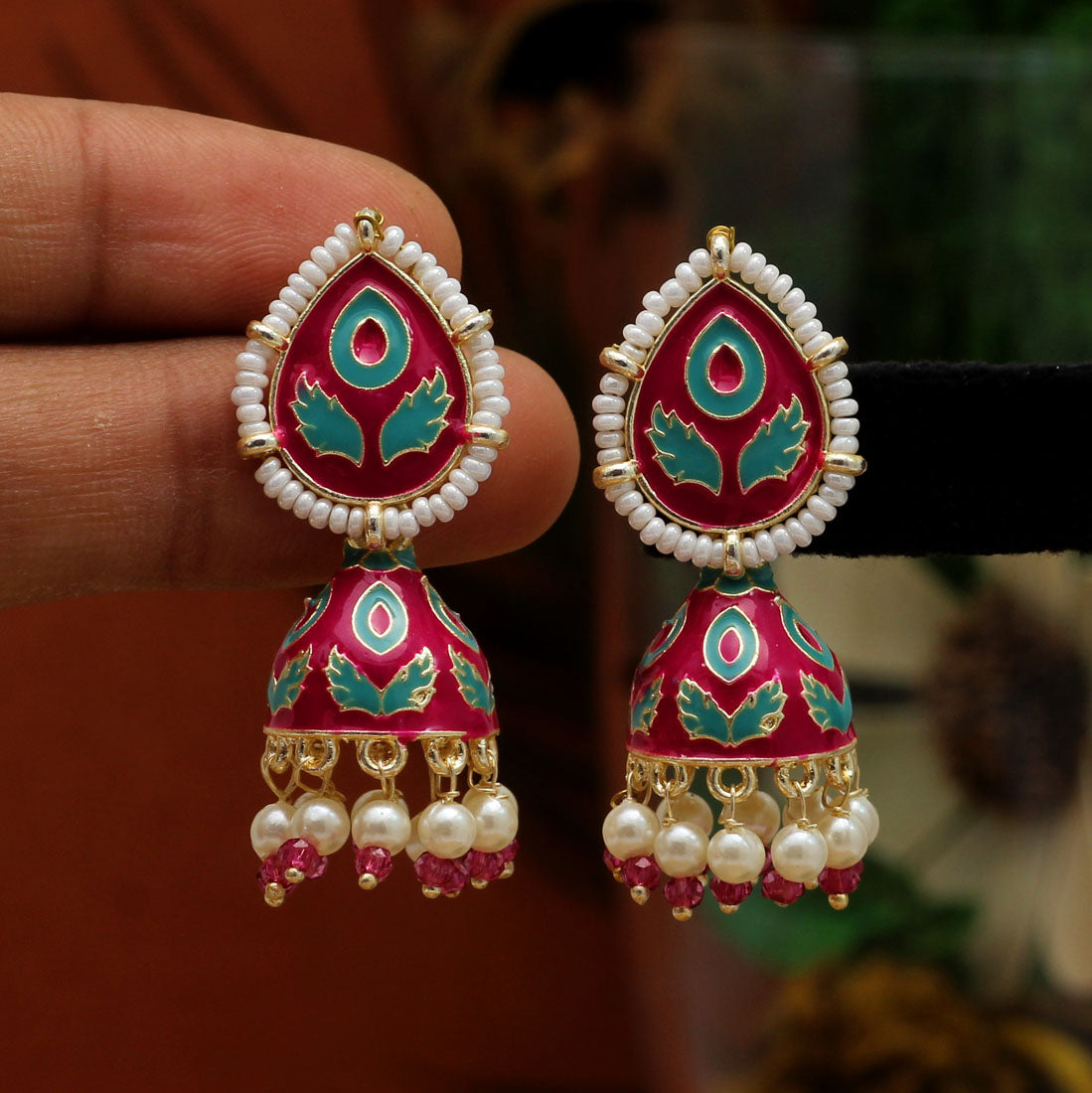 Rani Color Meenakari Jhumka (MKE1808RNI)