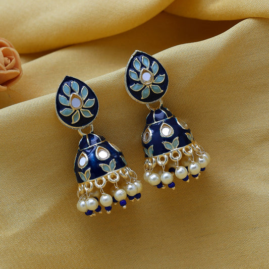 Blue Color Meenakari Jhumka (MKE1845BLU)