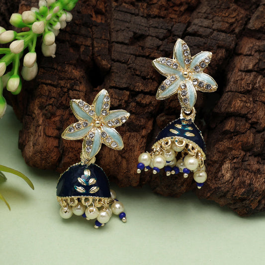 Blue Color Meenakari Jhumka (MKE1851BLU)