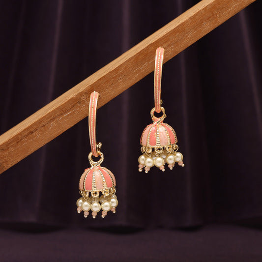 Peach Color Meenakari Jhumka (MKE1861PCH)