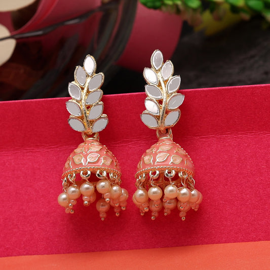 Peach Color Meenakari Jhumka (MKE1865PCH)