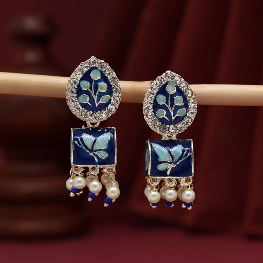 Blue Color Meenakari Jhumka (MKE1888BLU)