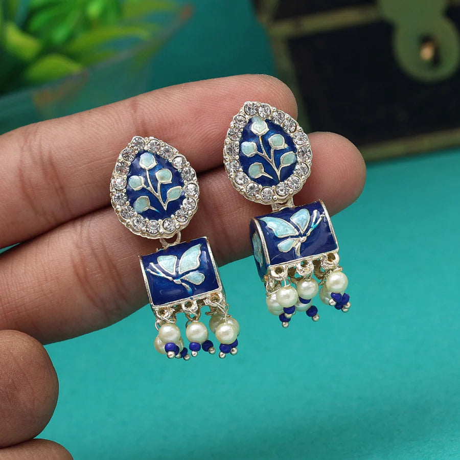 Blue Color Meenakari Jhumka (MKE1888BLU)