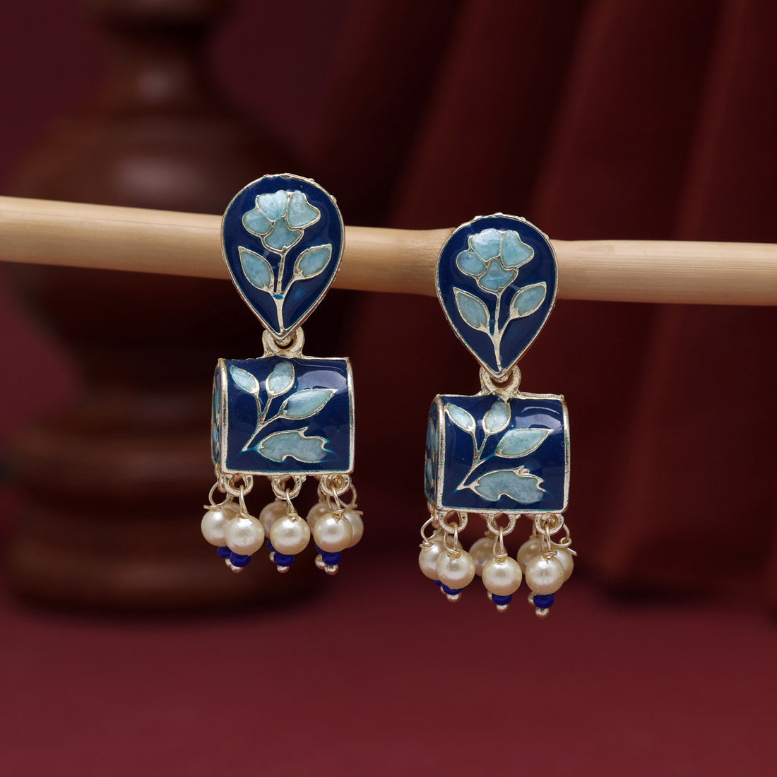 Blue Color Meenakari Jhumka (MKE1889BLU)