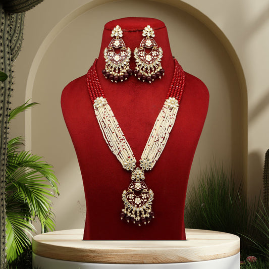 Maroon Color Kundan Meenakari Necklace Set (MKN487MRN)