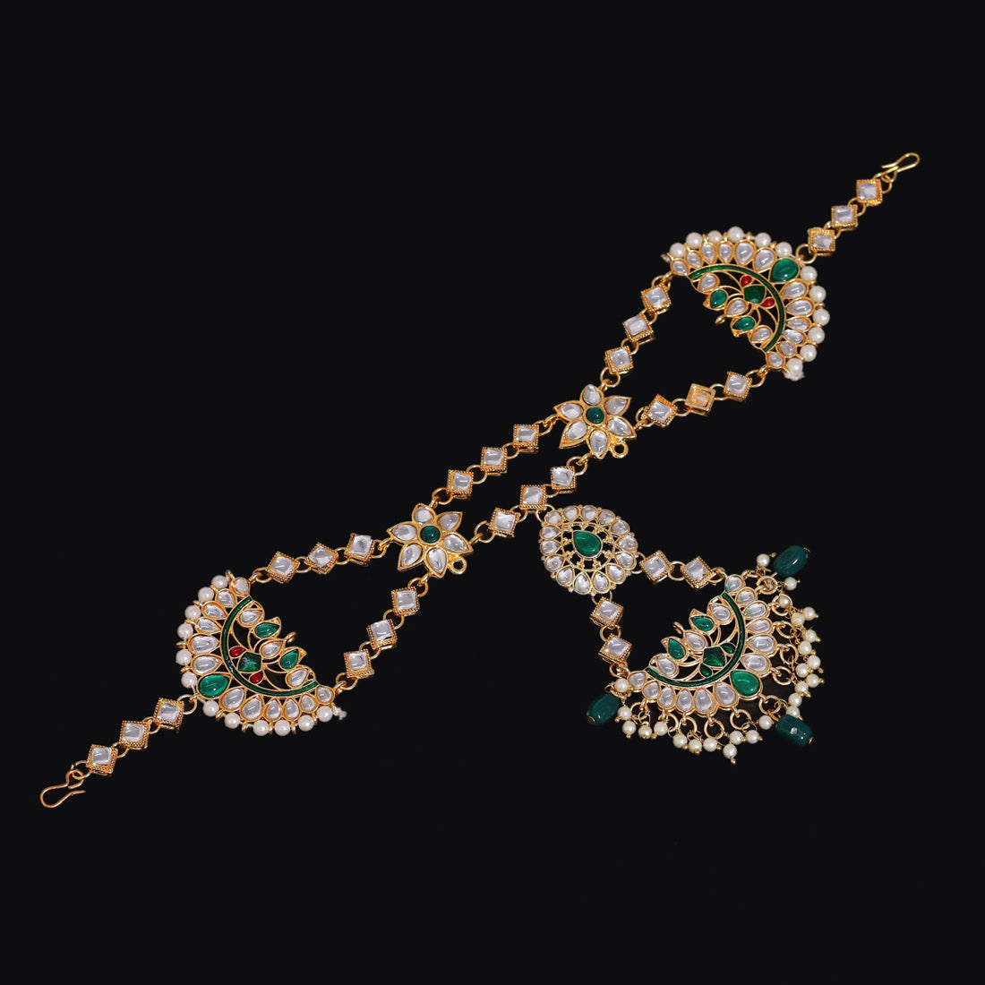 Green Color Kundan Matha Patti (MTP362GRN)