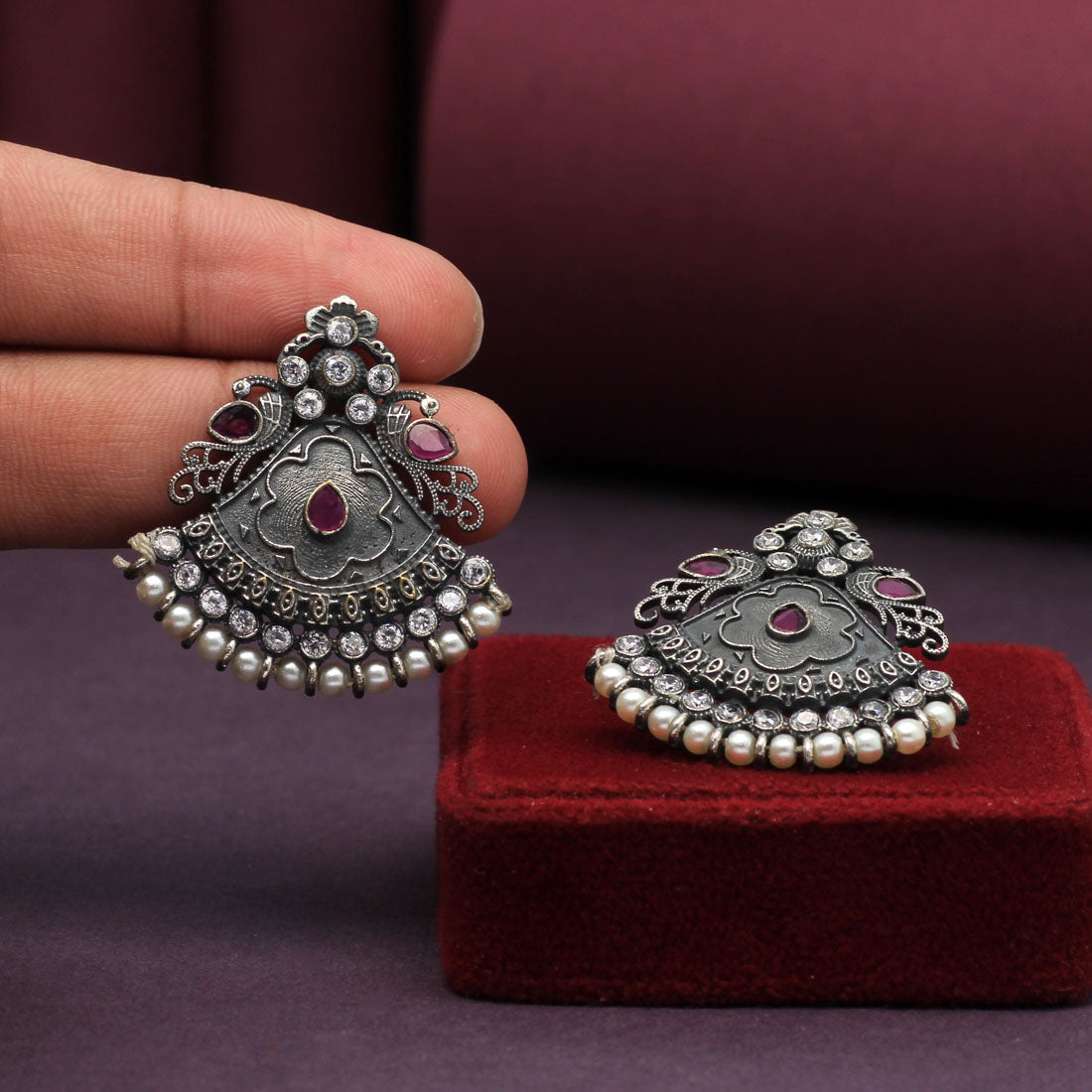 Rani Color Premium Oxidised Earrings (PGSE2604RNI)