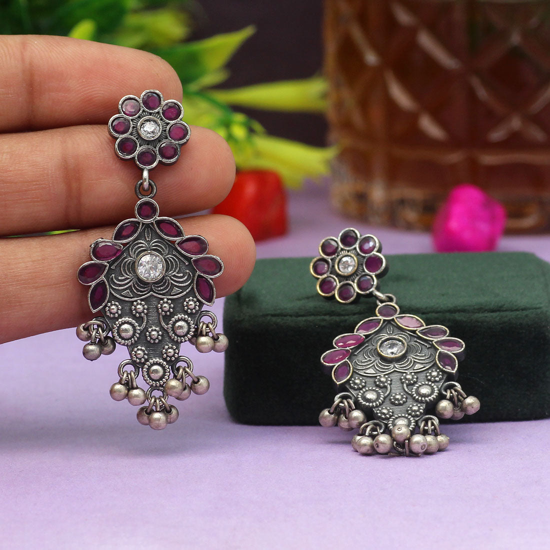 Rani Color Premium Oxidised Earrings (PGSE2739RNI)