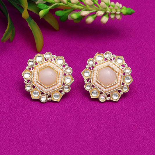 White Color Kundan Stud (STUD184WHT)