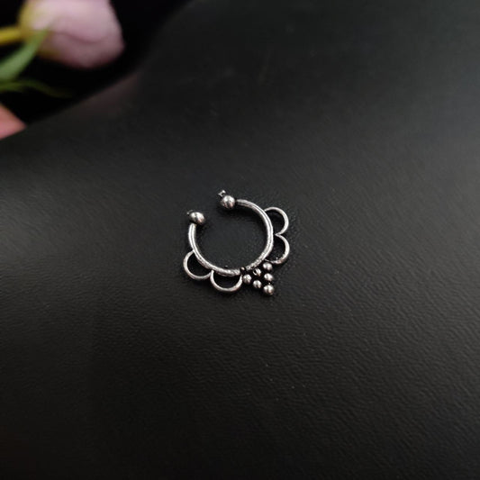 Silver Platde Oxidised Septum Nose Rings (DNR062V20810)