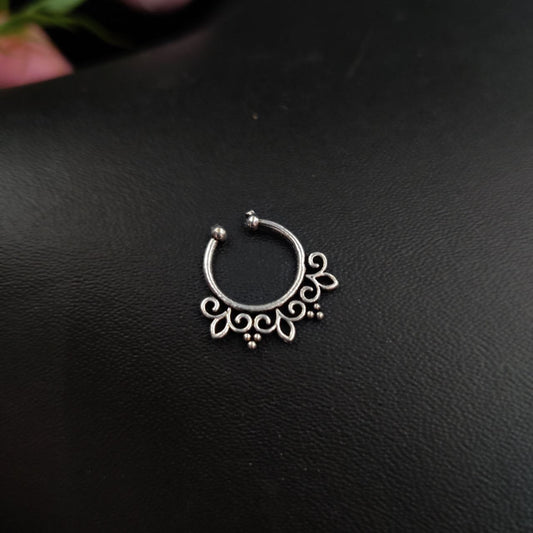 Silver Plated Oxidised Septum Nose Rings (DNR065V30710)